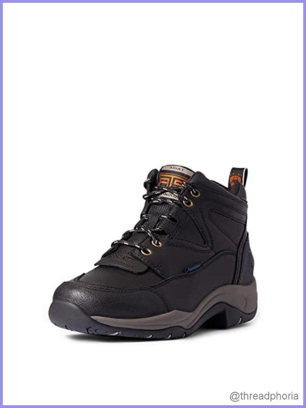 Waterproof Full Grain Leather Hiking Boots Round Toe Block Heel Work